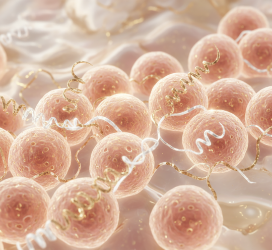 Une symbiose méticuleuse de peptides biomimétiques,de PDRN et d’exosomes.